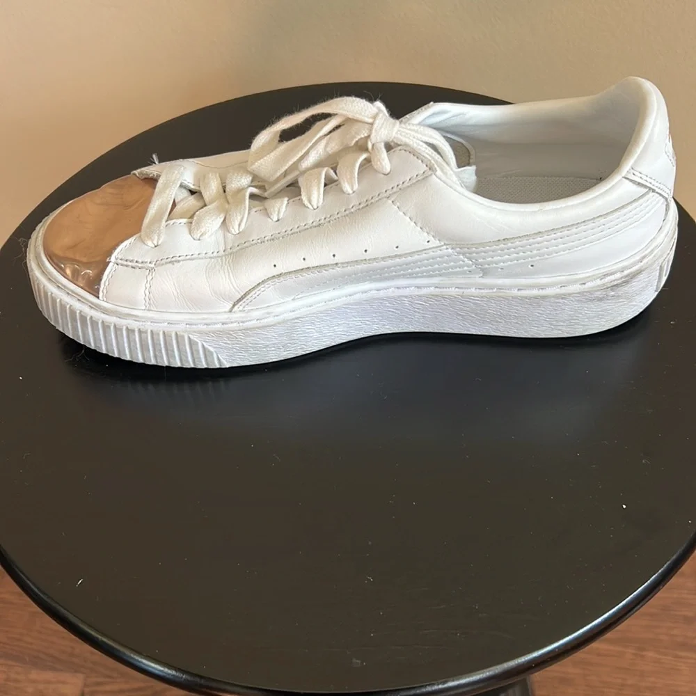 Puma Leather Shoes with Rose Gold Metallic Toe